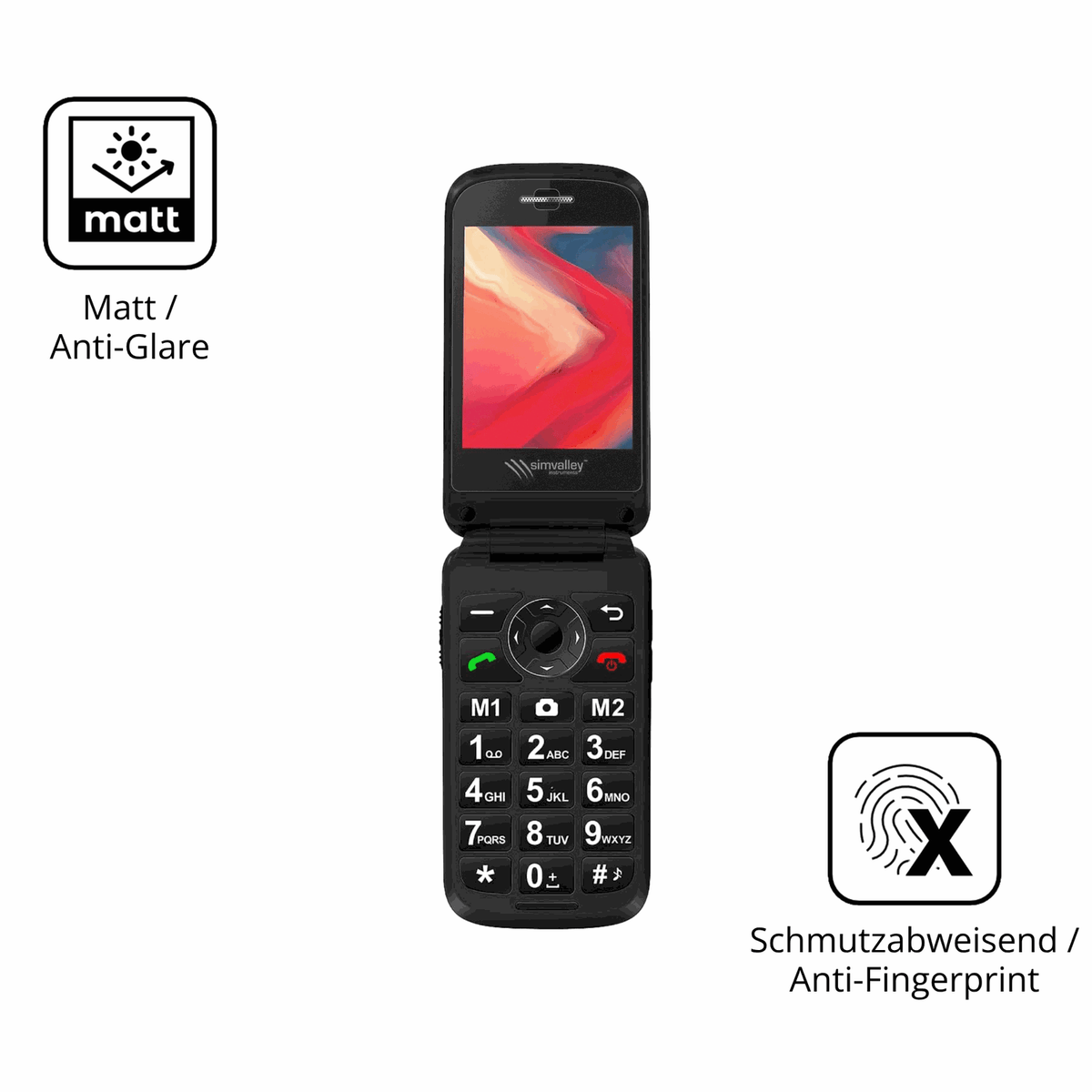 2x Screen Protector for Simvalley Mobile XL-970 matte Flexible Glass 9H dipos