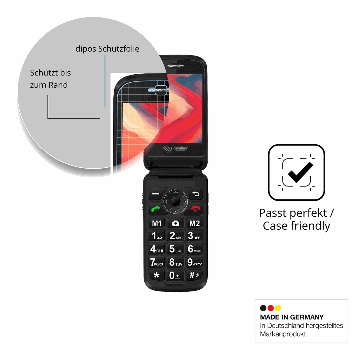 2x Screen Protector for Simvalley Mobile XL-970 matte Flexible Glass 9H dipos
