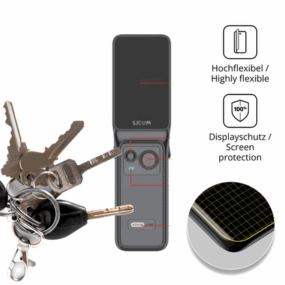 dipos Displayschutz für SJCAM C400, transparente Oberfläche, geringe Dicke und perfekte Passform