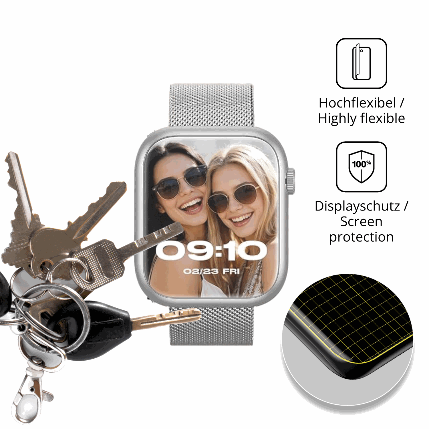 dipos Displayschutz für SLOKSFil G104, transparente Oberfläche, perfekte Passform auch für die Rundungen