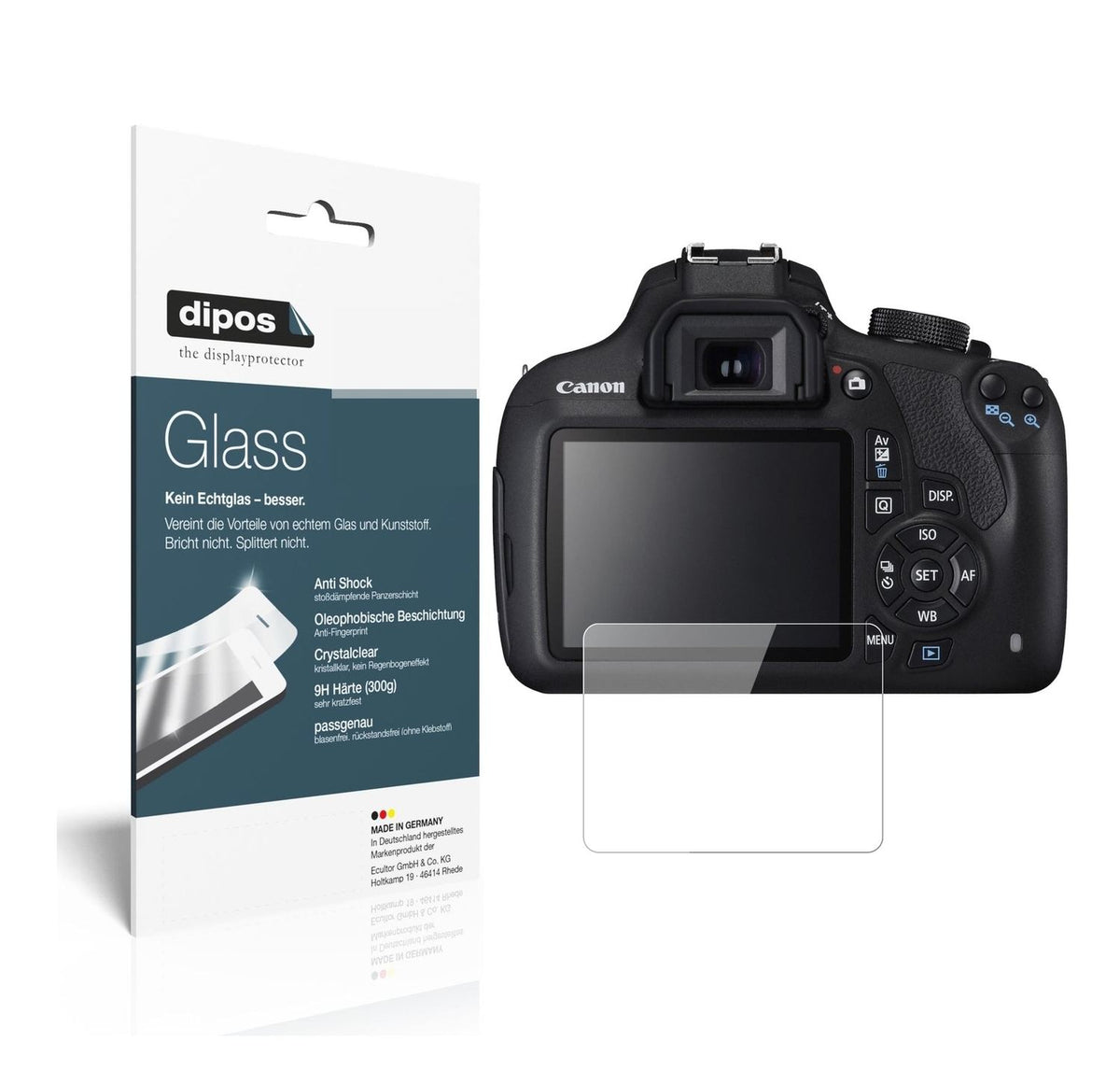 9H Clear Screen Protector for Canon EOS 1200D – Shatterproof, Crystal Clear | dipos