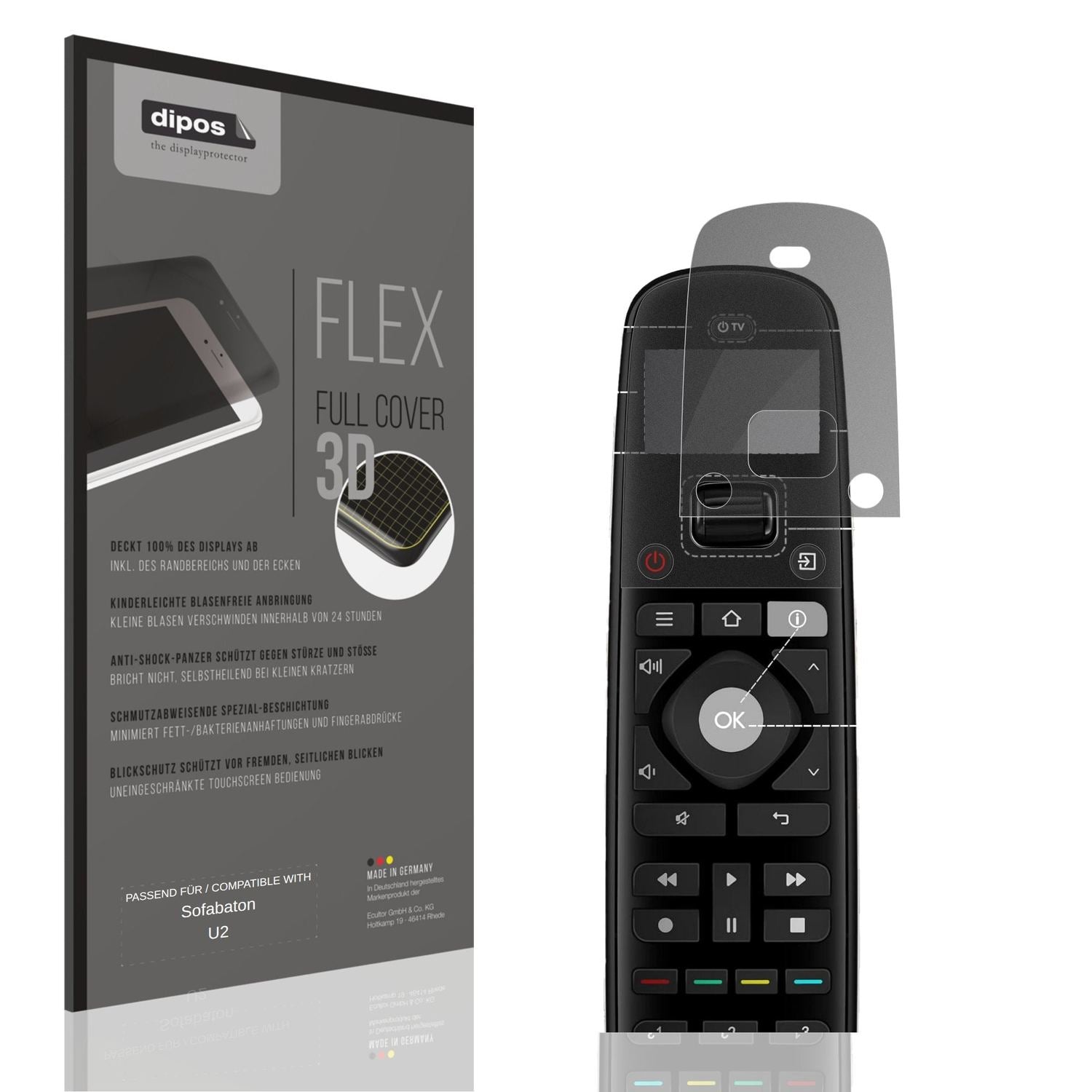 Blickschutzfolie von dipos passend für Sofabaton U2, 100% Displayabdeckung und blasenfreie Montage
