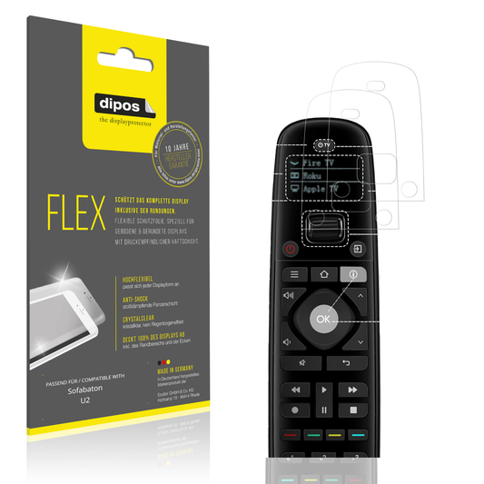Klare Displayschutzfolie von dipos passend für Sofabaton U2, 100% Displayabdeckung und blasenfreie Montage