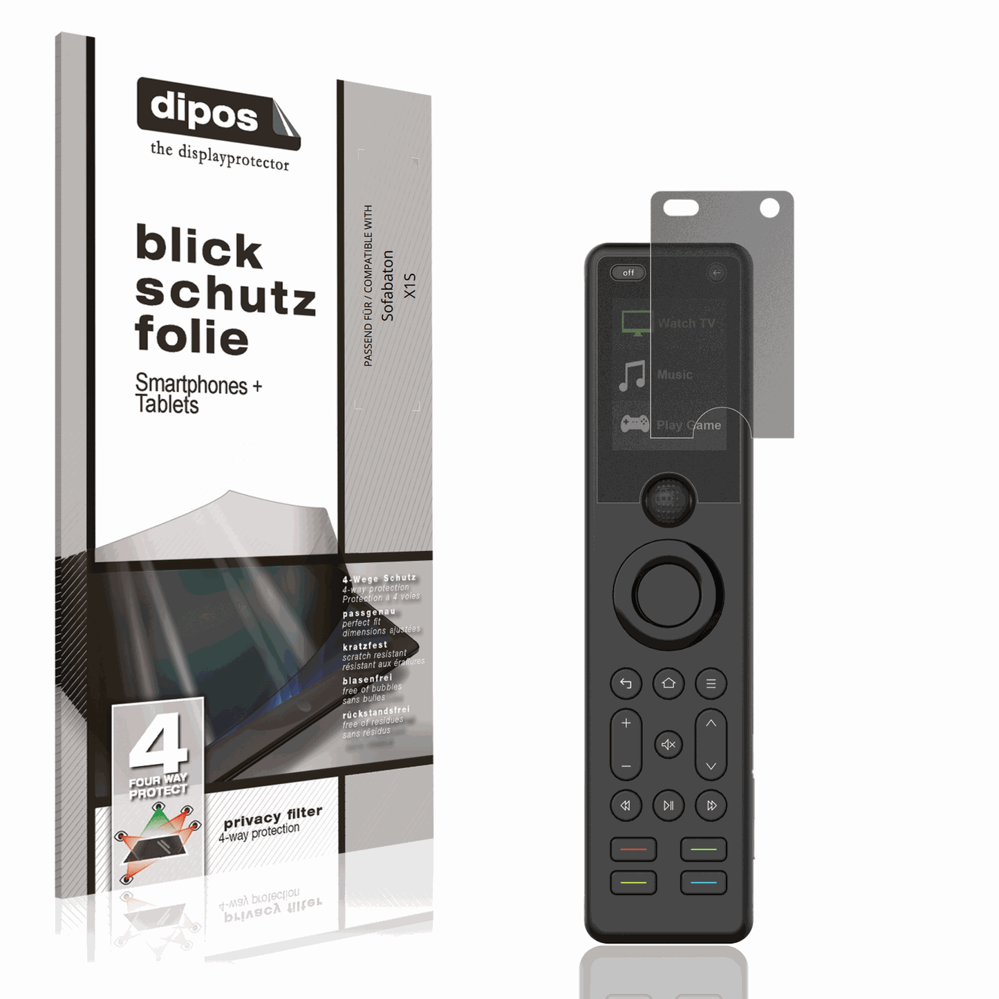 Blickschutzfolie von dipos passend für Sofabaton X1S, präziser Zuschnitt und blasenfrei montiert