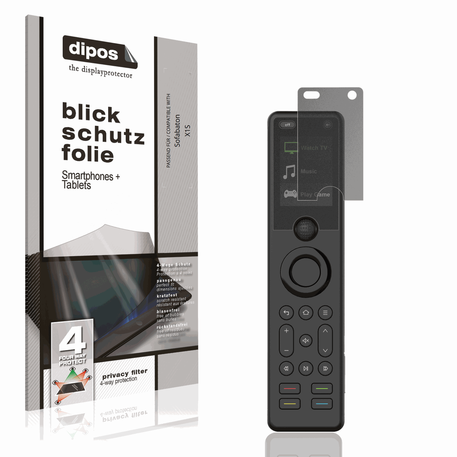 Blickschutzfolie von dipos passend für Sofabaton X1S, präziser Zuschnitt und blasenfrei montiert