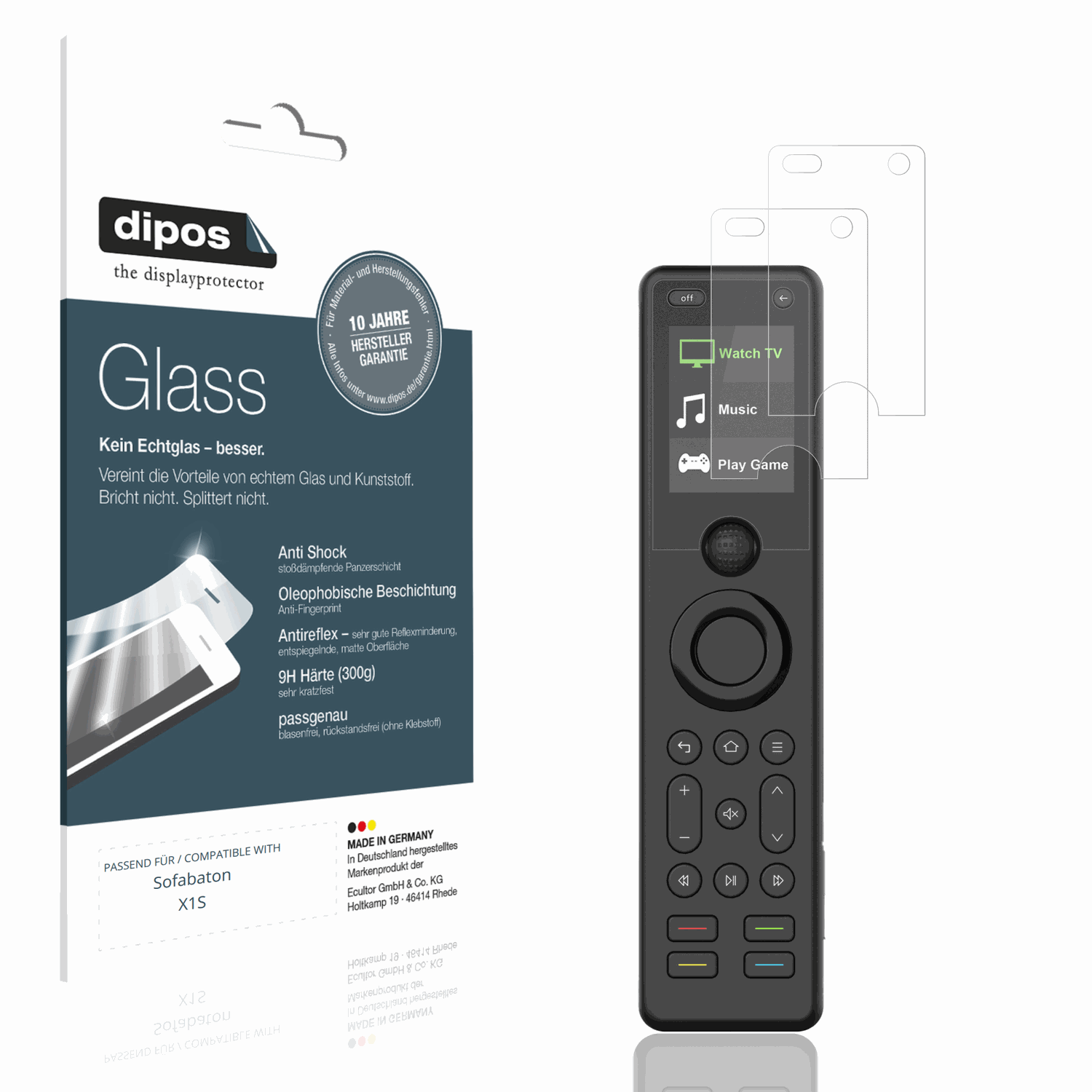 Matte Displayschutzfolie von dipos passend für Sofabaton X1S, 9H kratzfest und blasenfrei montiert