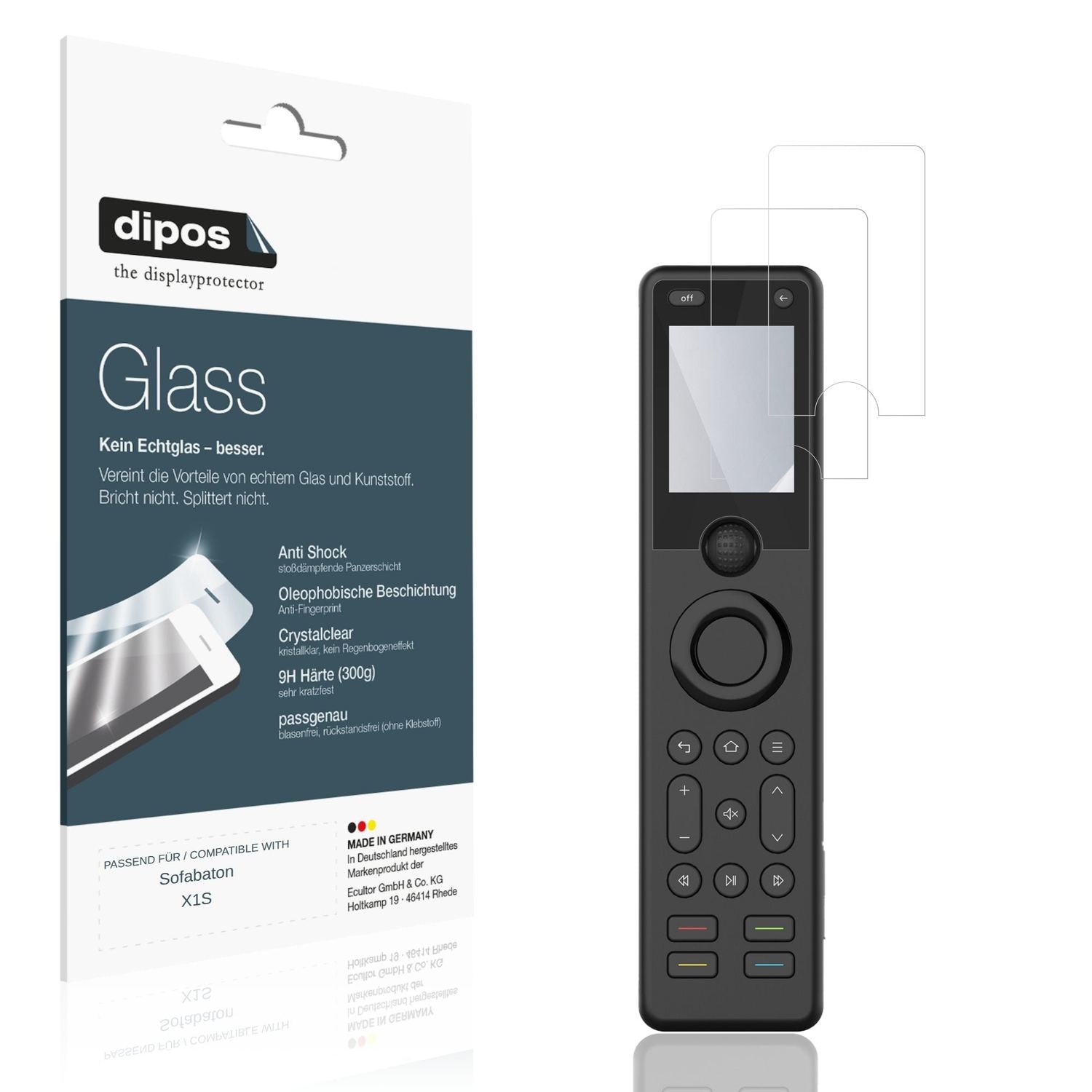 Klare Displayschutzfolie von dipos passend für Sofabaton X1S, 9H kratzfest und blasenfrei montiert