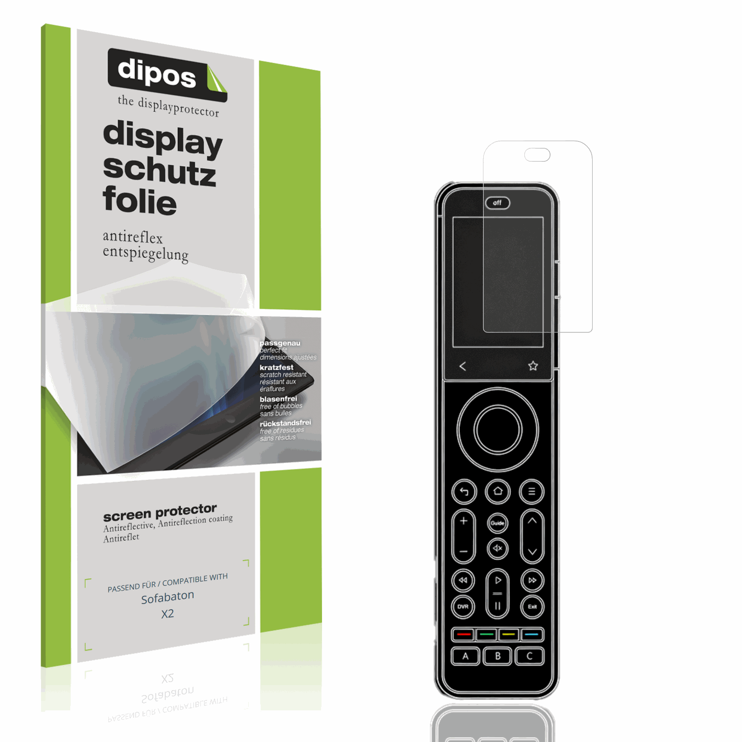 Matte Displayschutzfolie von dipos passend für Sofabaton X2, präziser Zuschnitt und blasenfrei montiert