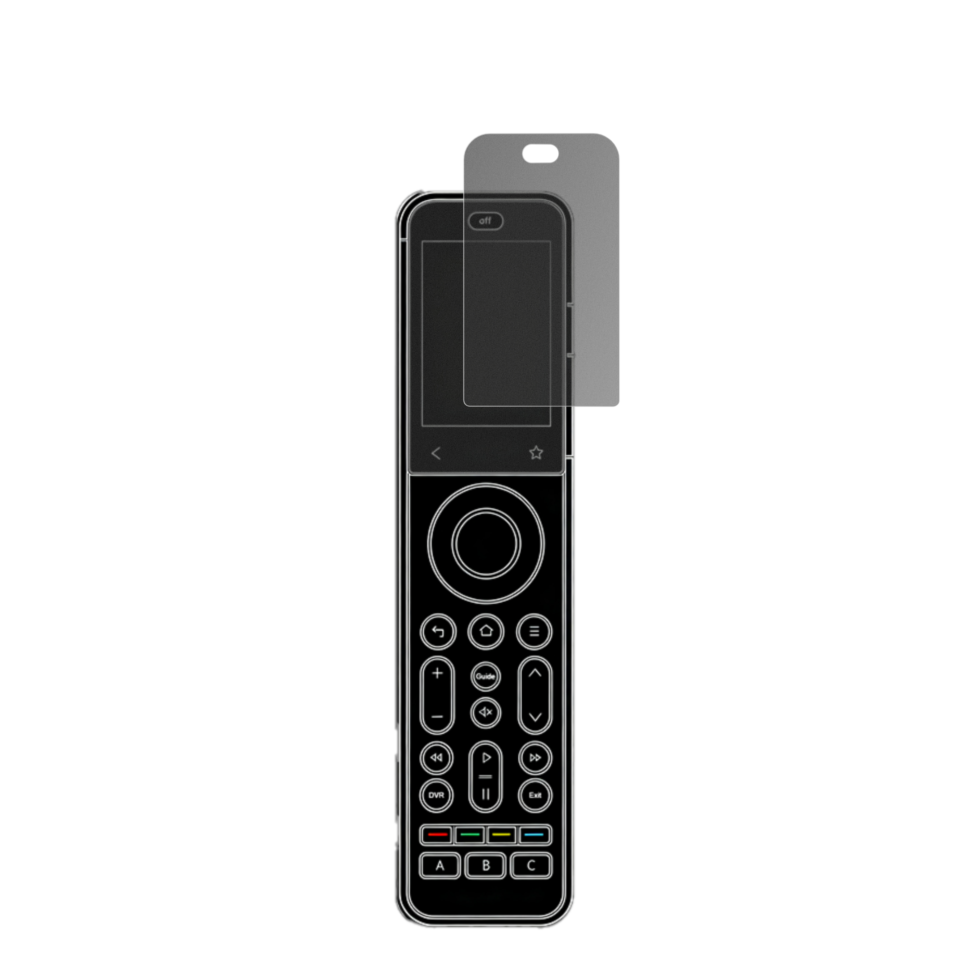 SofabatonX2 mit aufgebrachtem dipos Displayschutz, der seitliche Einblicke blockiert