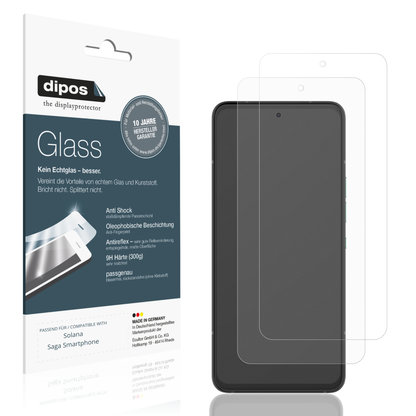 Matte Displayschutzfolie von dipos passend für Solana Saga Smartphone, 9H kratzfest und blasenfrei montiert