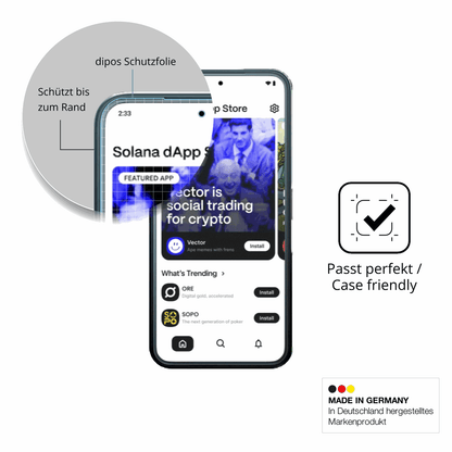 Schutzglasfolie mit optimaler Passform, zur Verwendung mit Hüllen geeignet