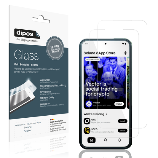 Klare Displayschutzfolie von dipos passend für Solana Seeker, 9H kratzfest und blasenfrei montiert