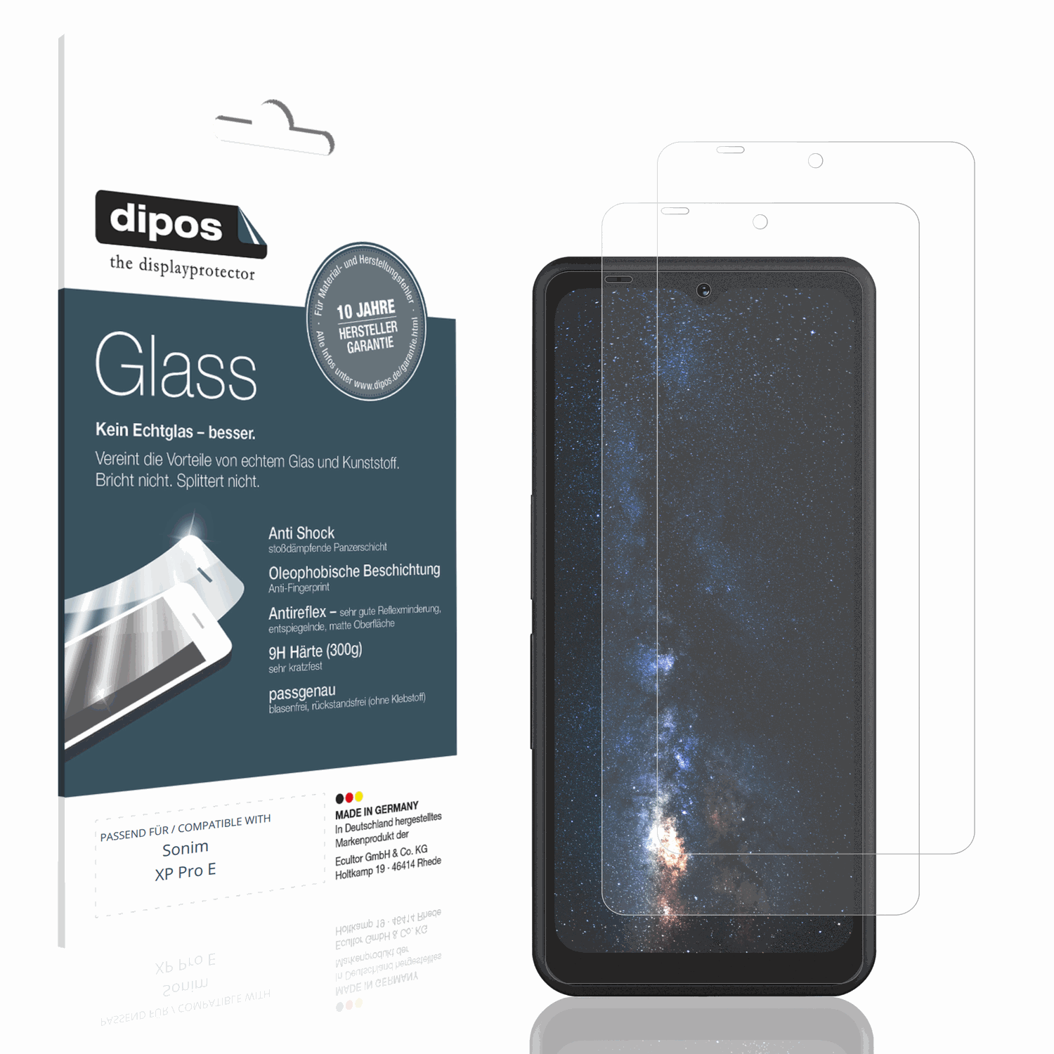 Matte Displayschutzfolie von dipos passend für Sonim XP Pro E, 9H kratzfest und blasenfrei montiert