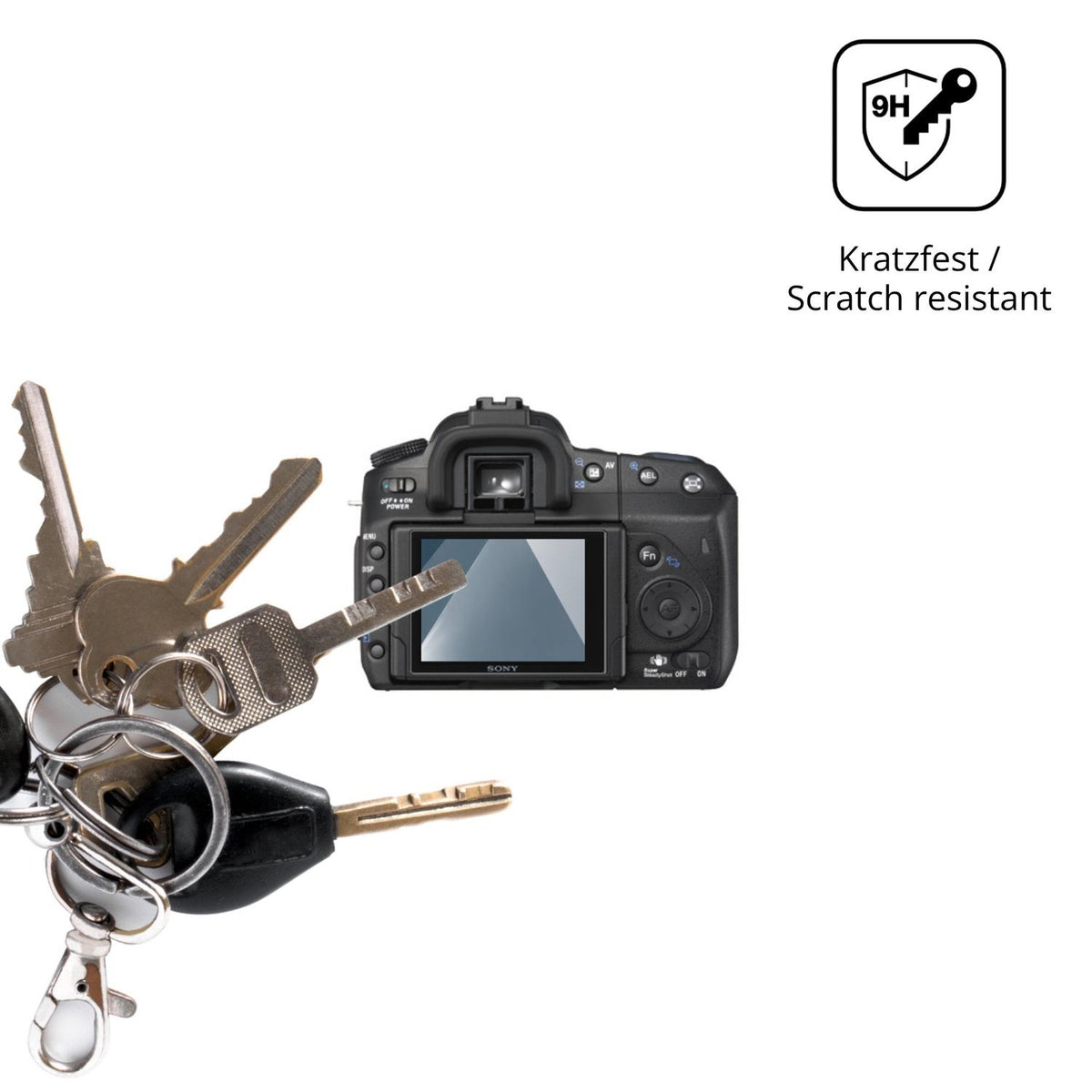 dipos Displayschutz für Sony A350, transparente Oberfläche, perfekte Passform auch für die Rundungen