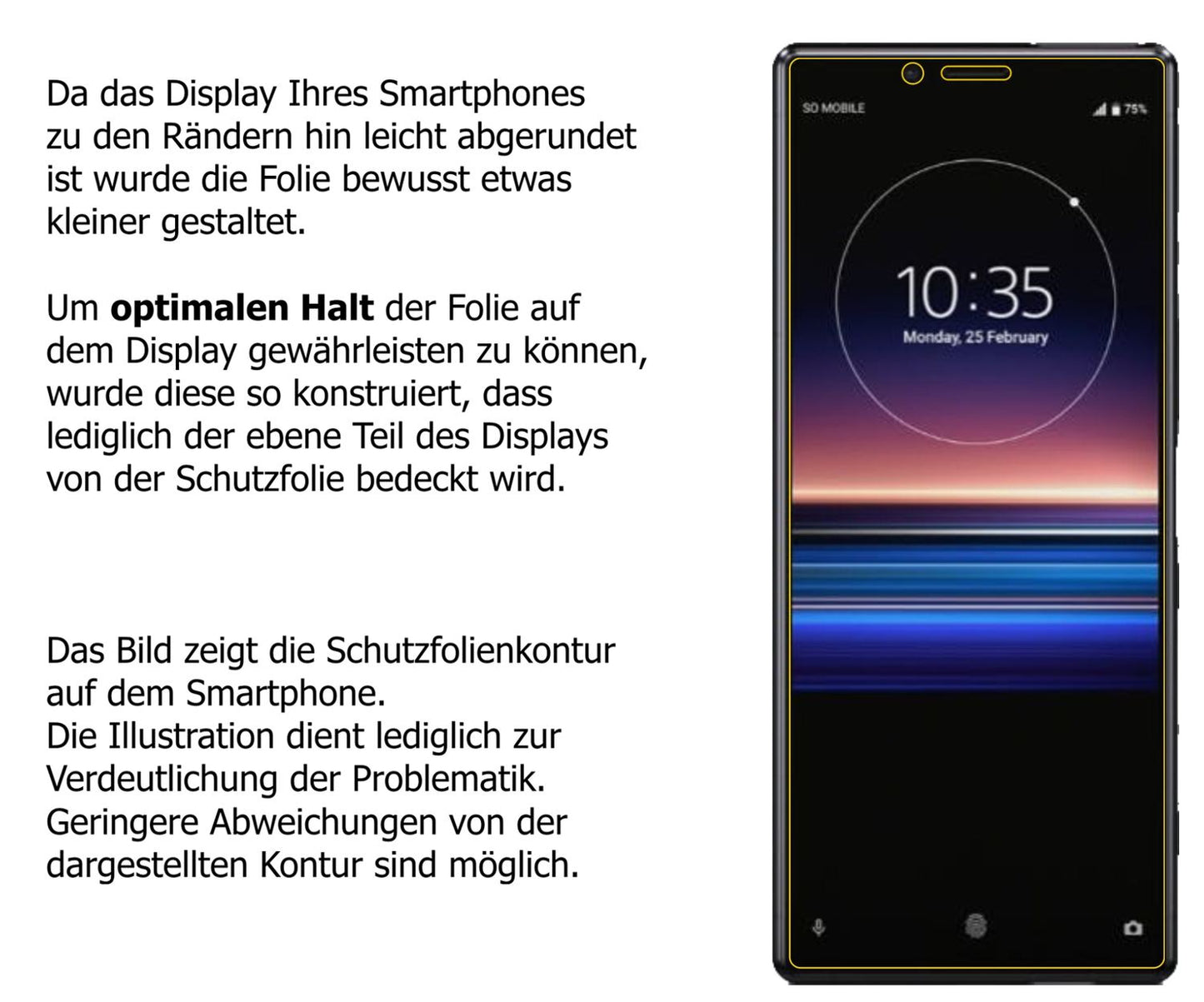 dipos Displayschutz für Sony Xperia 1, transparente Oberfläche, perfekte Passform auch für die Rundungen