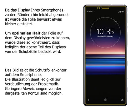 dipos Displayschutz für Sony Xperia 1, transparente Oberfläche, perfekte Passform auch für die Rundungen