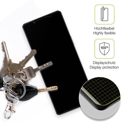dipos Displayschutz für Sony Xperia 1 IV, transparente Oberfläche, perfekte Passform auch für die Rundungen