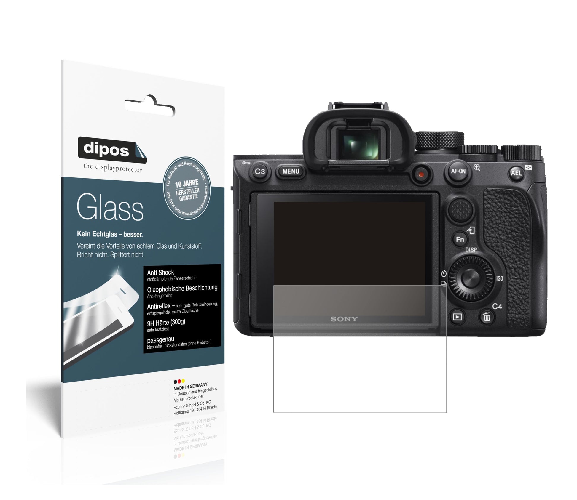 Matte Displayschutzfolie von dipos passend für Sony Alpha 7 IV, 9H kratzfest und blasenfrei montiert