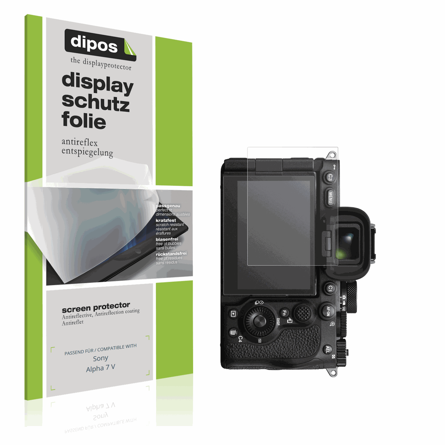 Matte Displayschutzfolie von dipos passend für Sony Alpha 7 V, präziser Zuschnitt und blasenfrei montiert
