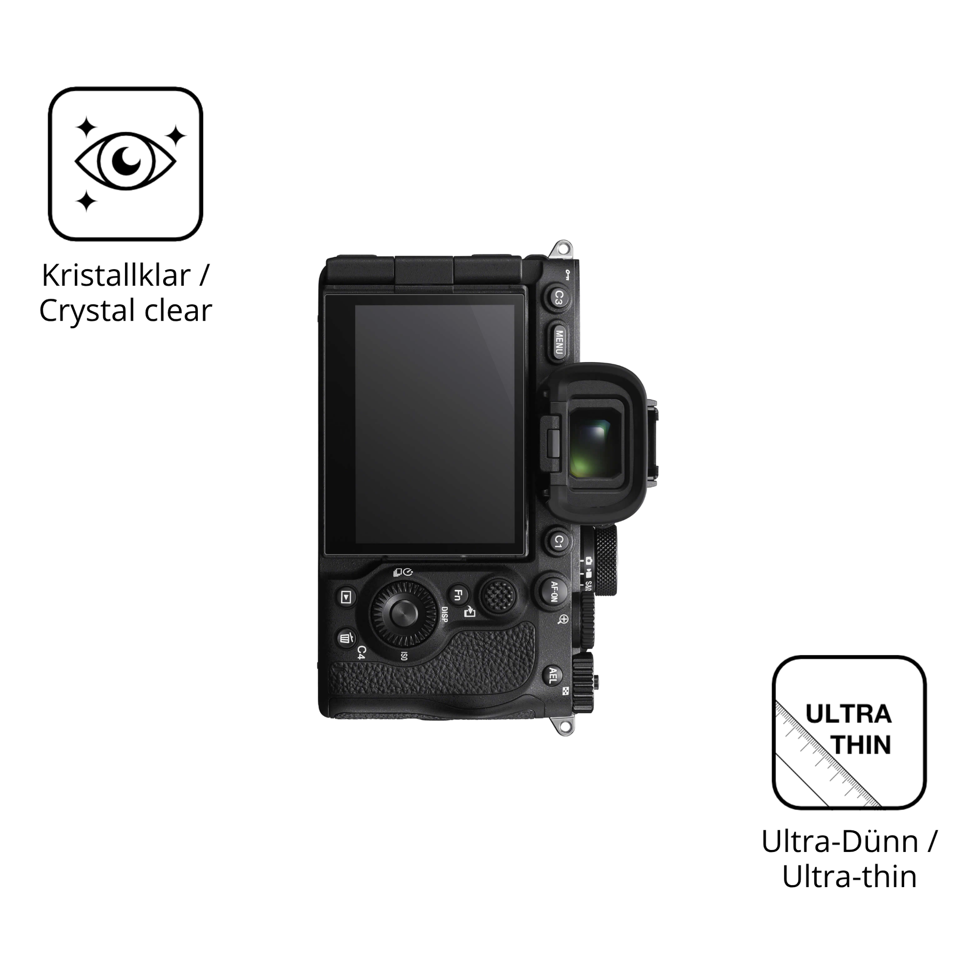 Dünne und klare Folie passend zugeschnitten für Sony Alpha 7 V