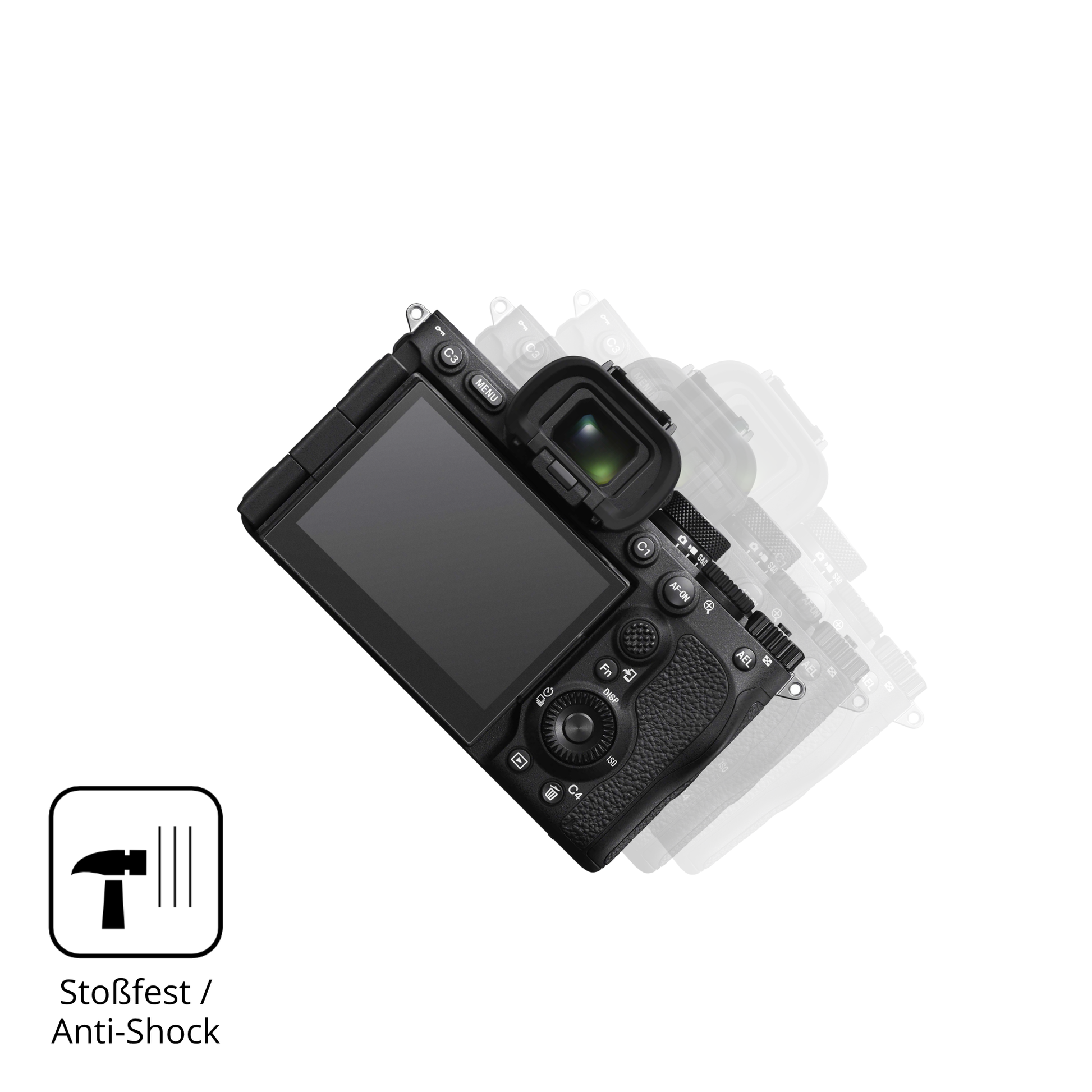 Schutz gegen Kratzer auf dem Sony Alpha 7 V Glas durch Schlüssel, Stöße gegen die Tischkante oder Stürze