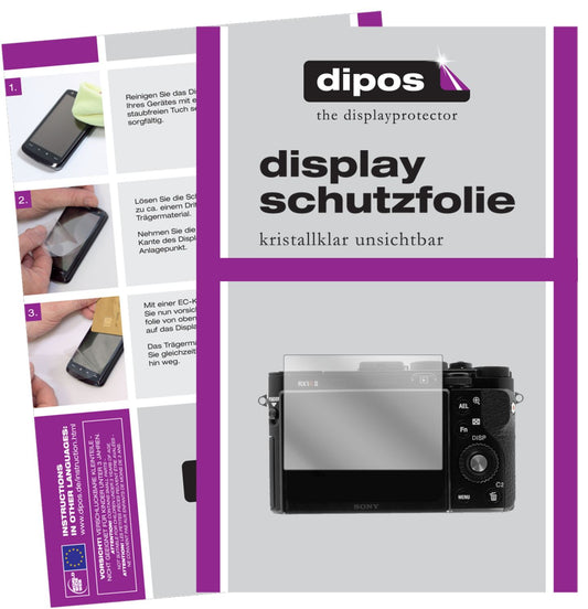 Klare Displayschutzfolie von dipos passend für Sony Cyber-Shot DSC-RX100 VII, präziser Zuschnitt und blasenfrei montiert