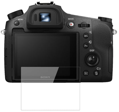 SonyCyber-Shot DSC-RX10 mit aufgebrachter dipos Flex Schutzfolie, glasklare Darstellung ohne Einschränkungen