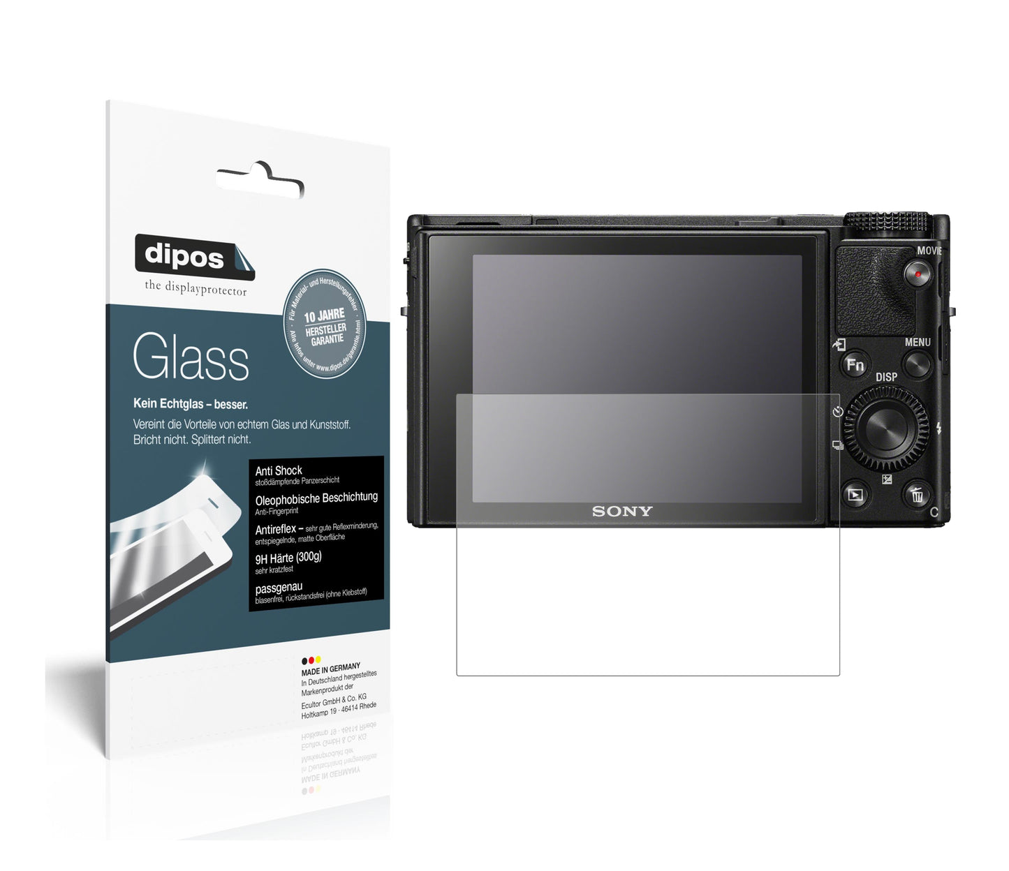 Matte Displayschutzfolie von dipos passend für Sony Cyber-Shot DSC-RX100, 9H kratzfest und blasenfrei montiert
