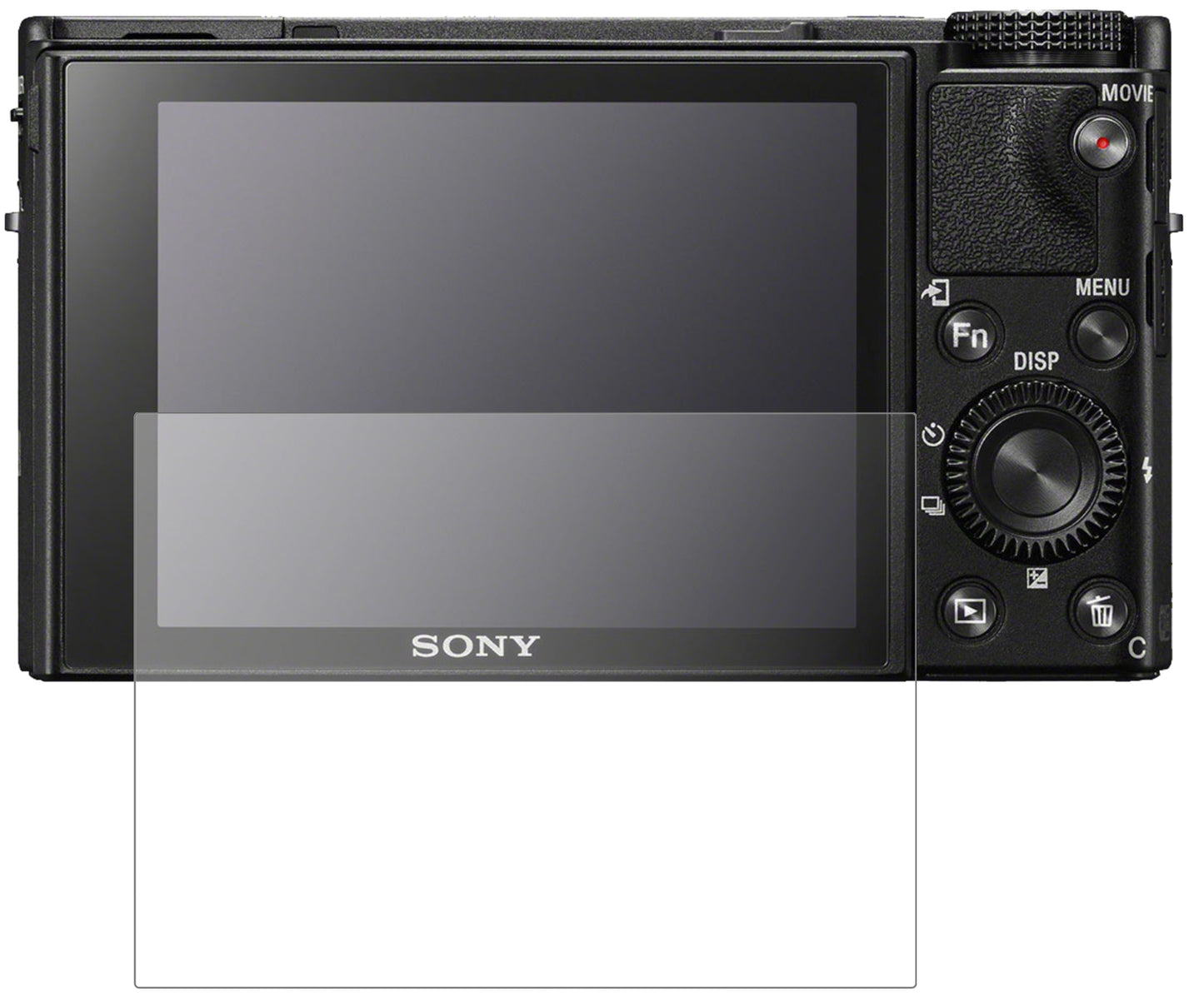 SonyCyber-Shot DSC-RX100 mit aufgebrachter dipos Panzerfolie, die lästige Fingerabdrücke minimiert