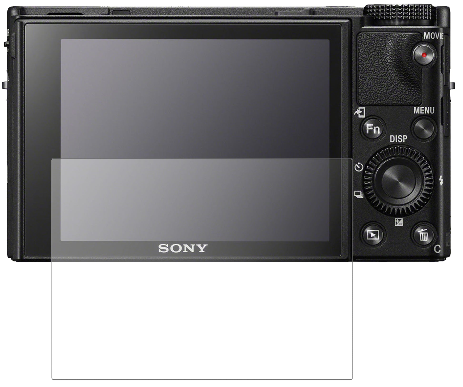 SonyCyber-Shot DSC-RX100 mit aufgebrachter dipos Panzerfolie, die lästige Fingerabdrücke minimiert