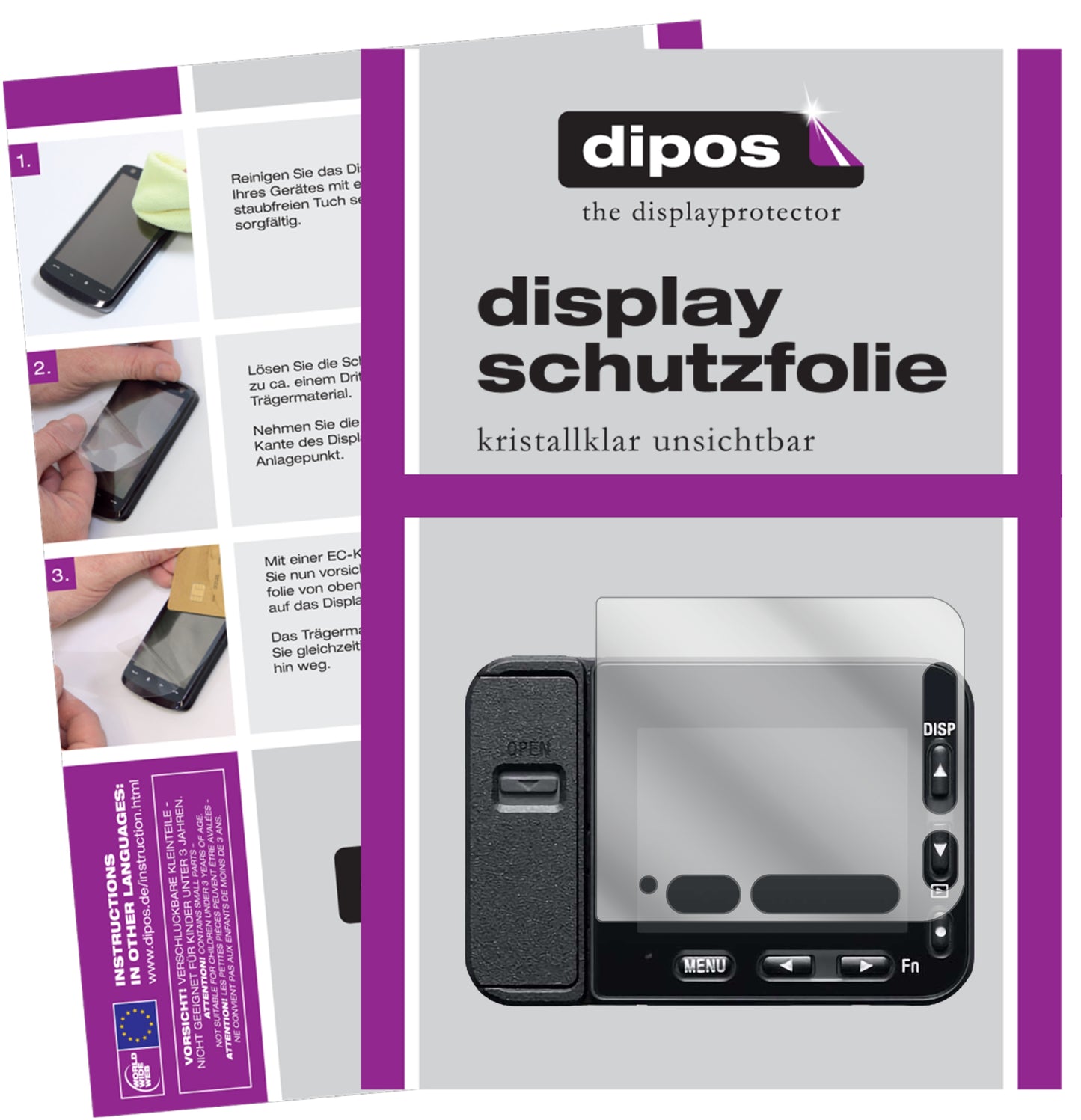 2x Schutzfolie klar für Sony DSC-RX0M2 Display-Schutzfolie
