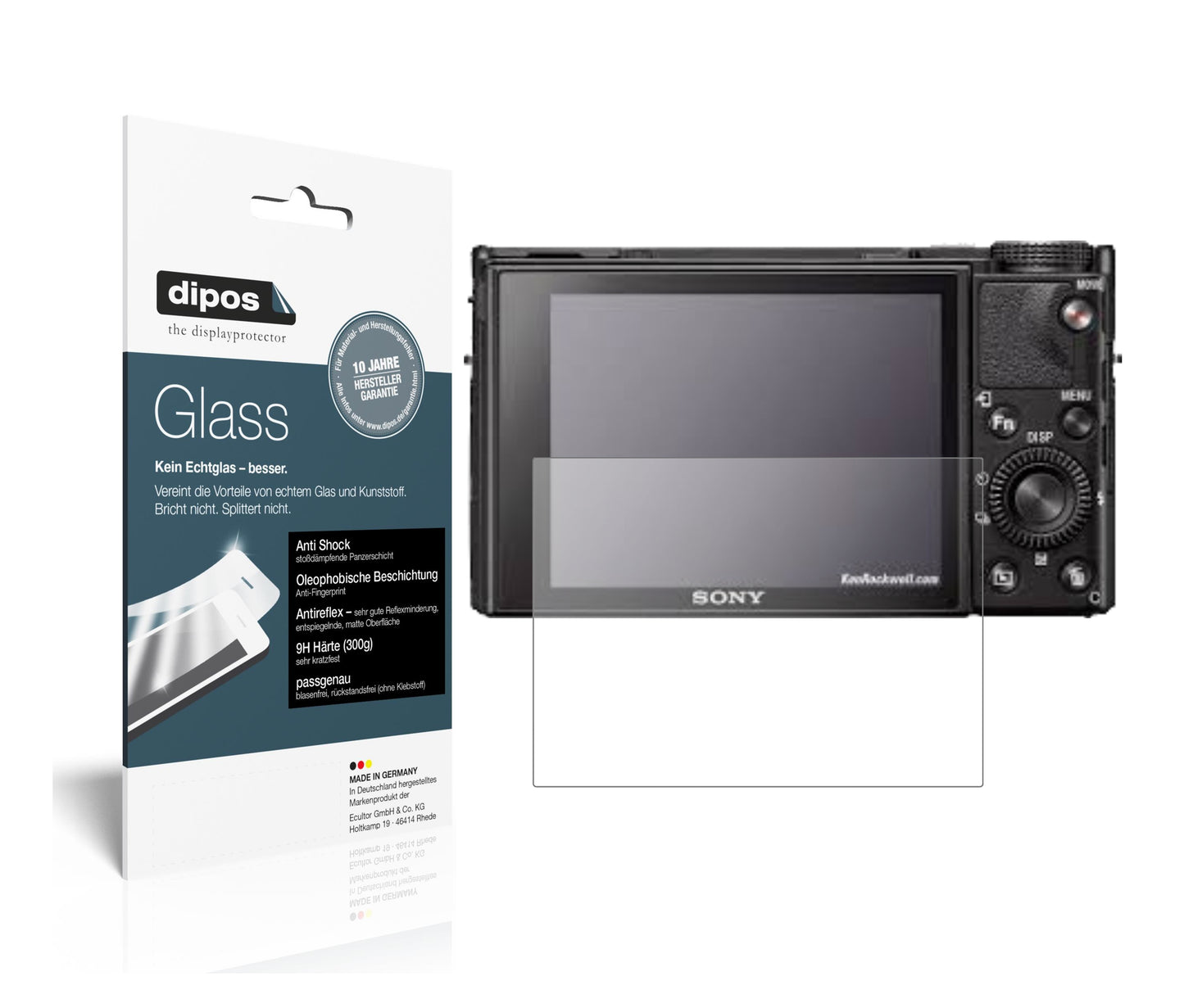 Matte Displayschutzfolie von dipos passend für Sony RX100 VII, 9H kratzfest und blasenfrei montiert