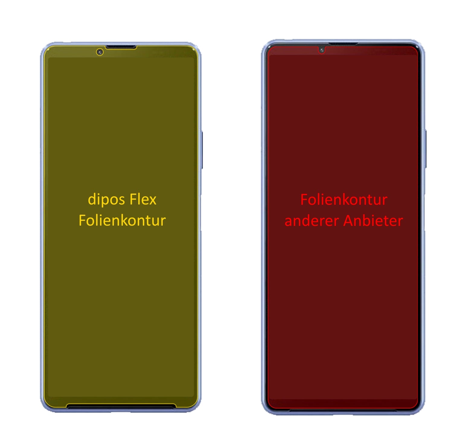 SonyXperia 10 III mit aufgebrachter dipos Displayschutzfolie, glasklare Darstellung ohne Einschränkungen
