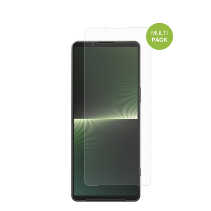 SonyXperia 1 V mit aufgebrachter dipos Displayschutzfolie, die lästige Fingerabdrücke minimiert