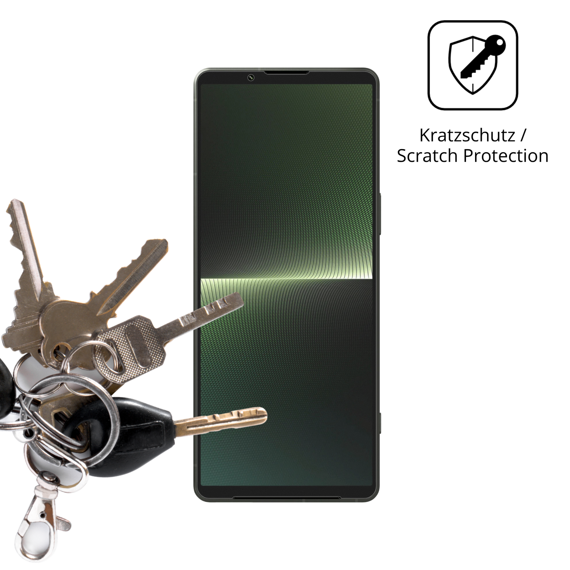 Schutz gegen Kratzer auf dem Sony Xperia 1 V Glas durch Schlüssel oder Ähnliches
