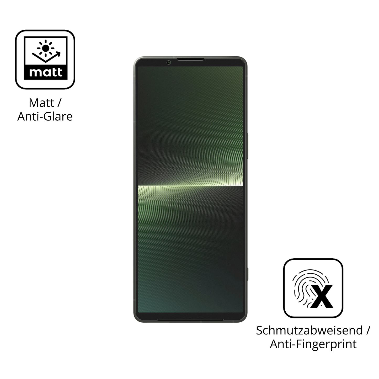 Dünne und entspiegelnde Folie passend zugeschnitten für Sony Xperia 1 V