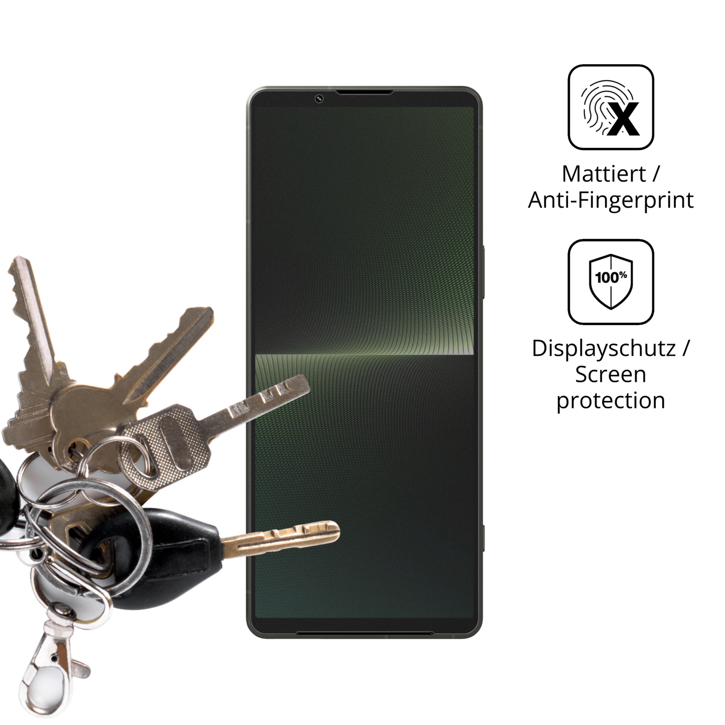 dipos Displayschutz für Sony Xperia 1 V, mattierte Oberfläche, Blickschutzfilter und perfekter Passform