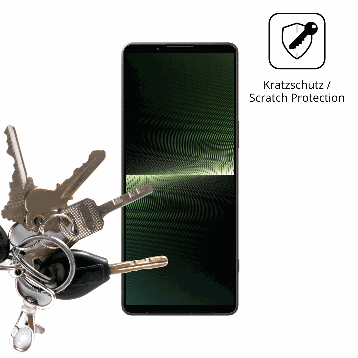 Schutz gegen Kratzer auf dem Sony Xperia 1 V Glas durch Schlüssel oder Ähnliches