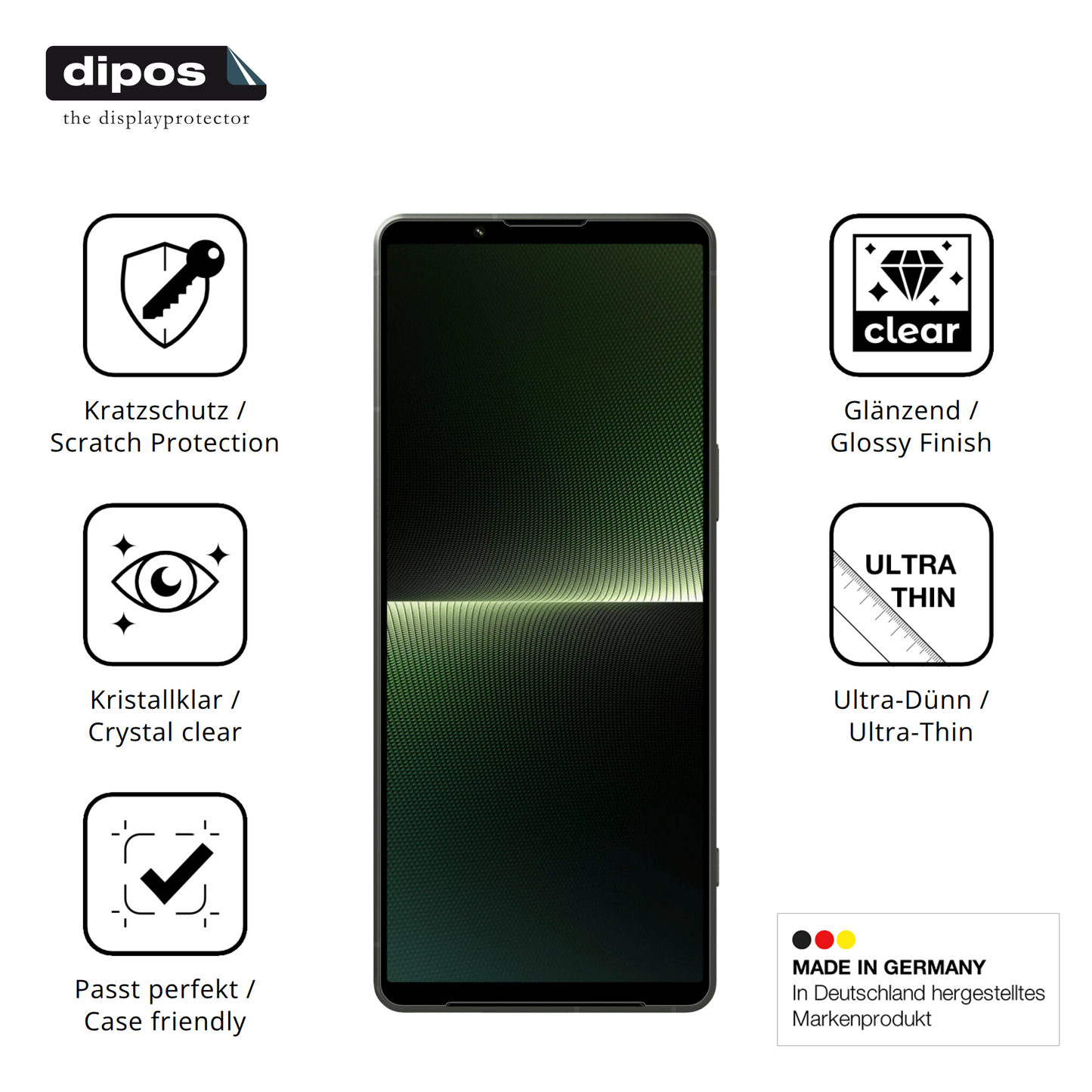 Displayschutz hergestellt in Deutschland, höchste Qualität made in Germany