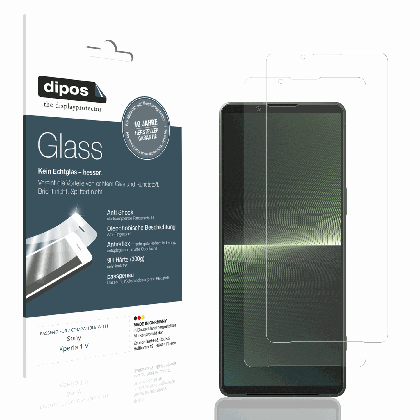 Matte Displayschutzfolie von dipos passend für Sony Xperia 1 V, 9H kratzfest und blasenfrei montiert