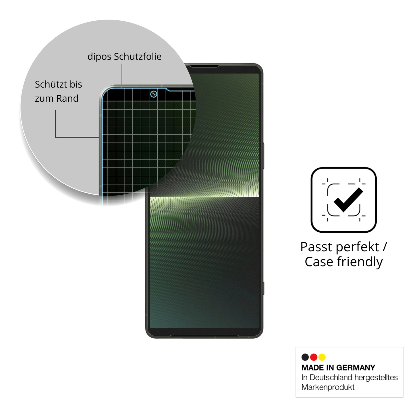 Schutzglasfolie mit optimaler Passform, zur Verwendung mit Hüllen geeignet
