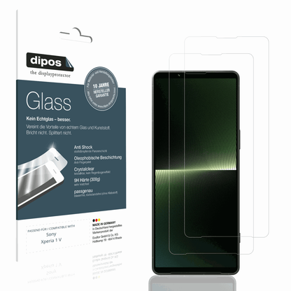 Klare Displayschutzfolie von dipos passend für Sony Xperia 1 V, 9H kratzfest und blasenfrei montiert
