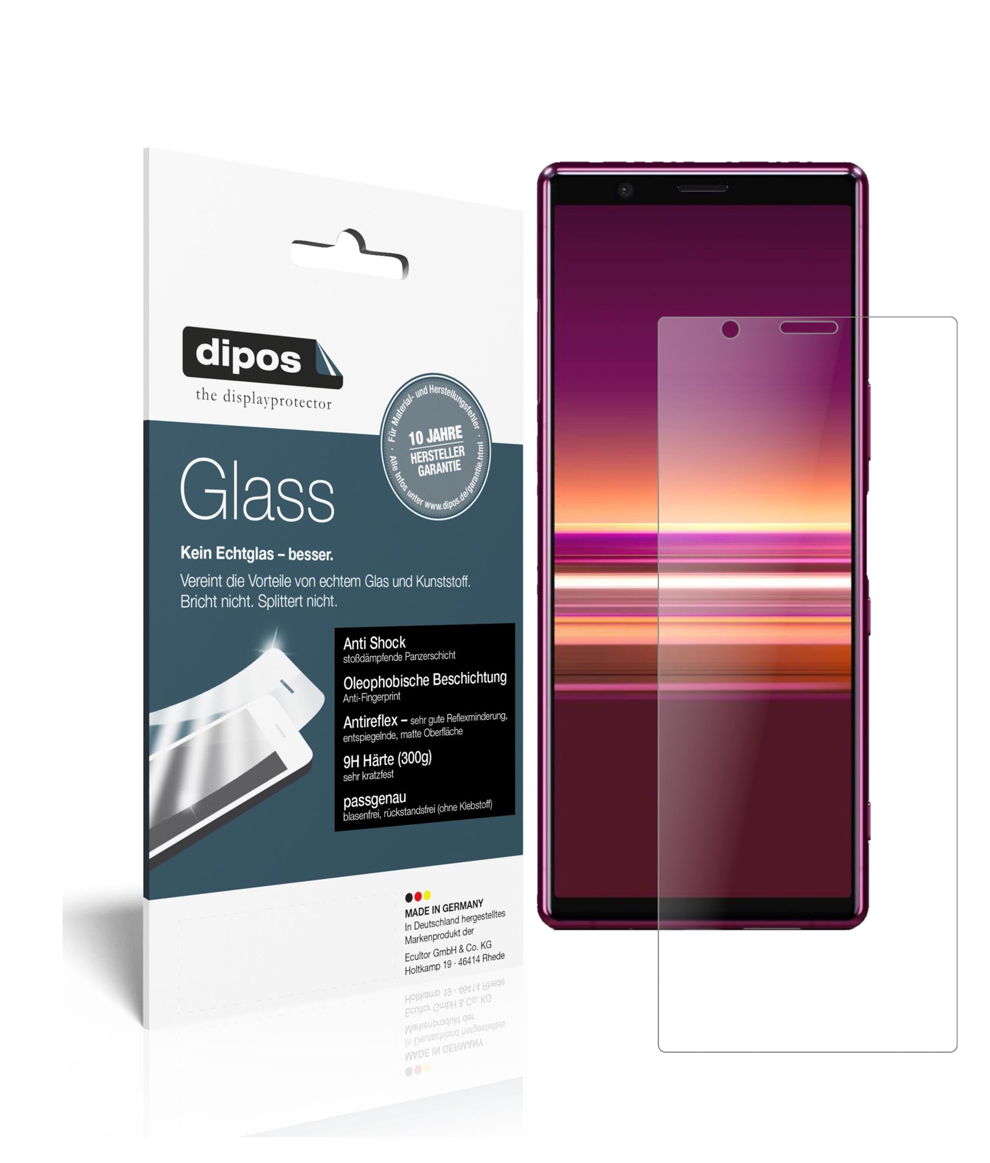 Matte Displayschutzfolie von dipos passend für Sony Xperia 5, 9H kratzfest und blasenfrei montiert