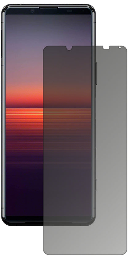 SonyXperia 5 II mit aufgebrachtem dipos Displayschutz, der seitliche Einblicke blockiert