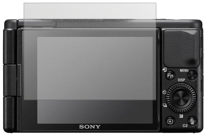 SonyZV-1 mit aufgebrachter dipos Displayschutzfolie, die lästige Fingerabdrücke minimiert