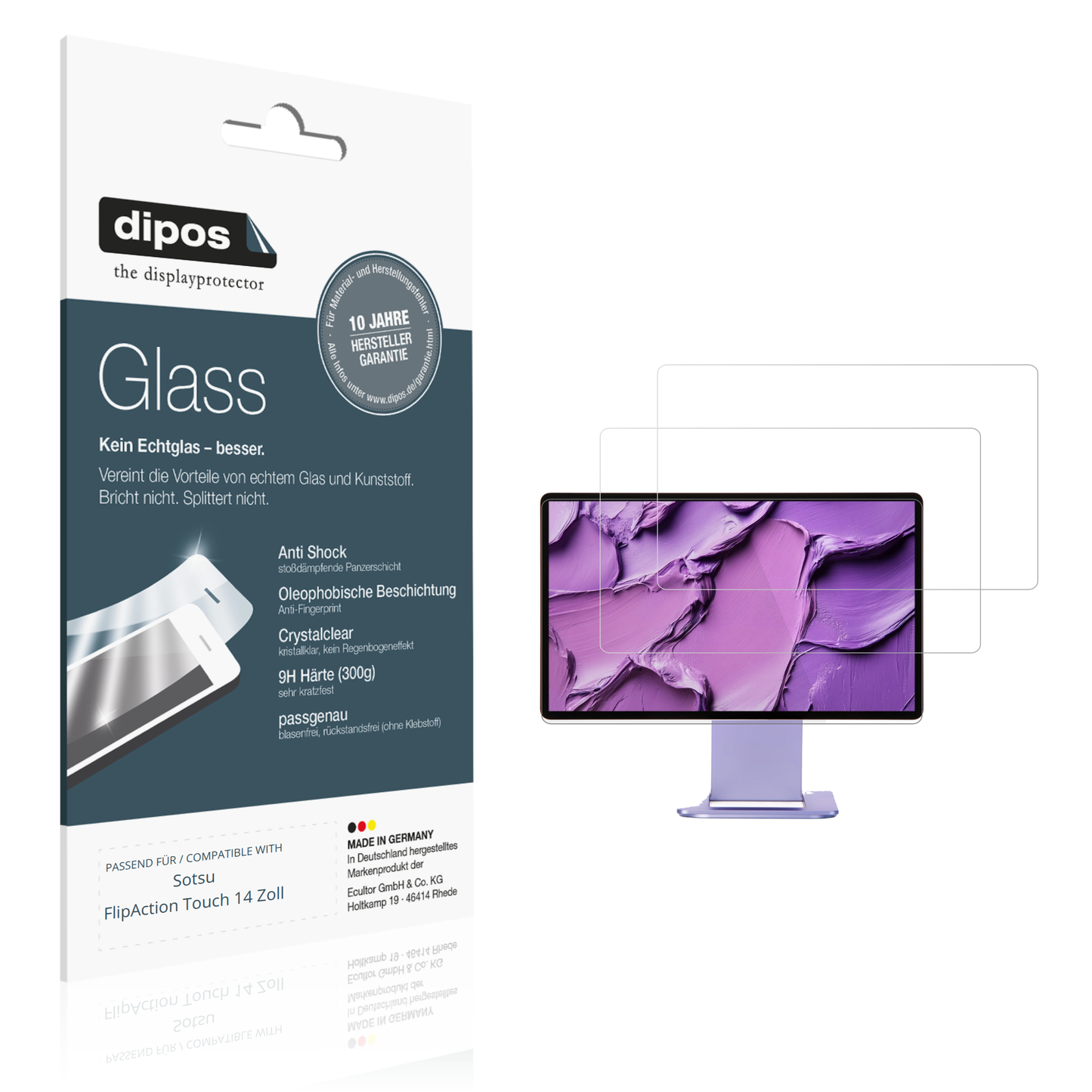 2x 9H Schutzfolie für Sotsu FlipAction Touch 14 Zoll Panzerfolie