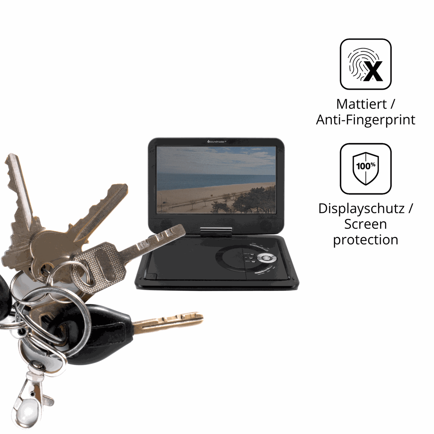 dipos Displayschutz für Soundmaster PDB1910SW, mattierte Oberfläche, Blickschutzfilter und perfekter Passform