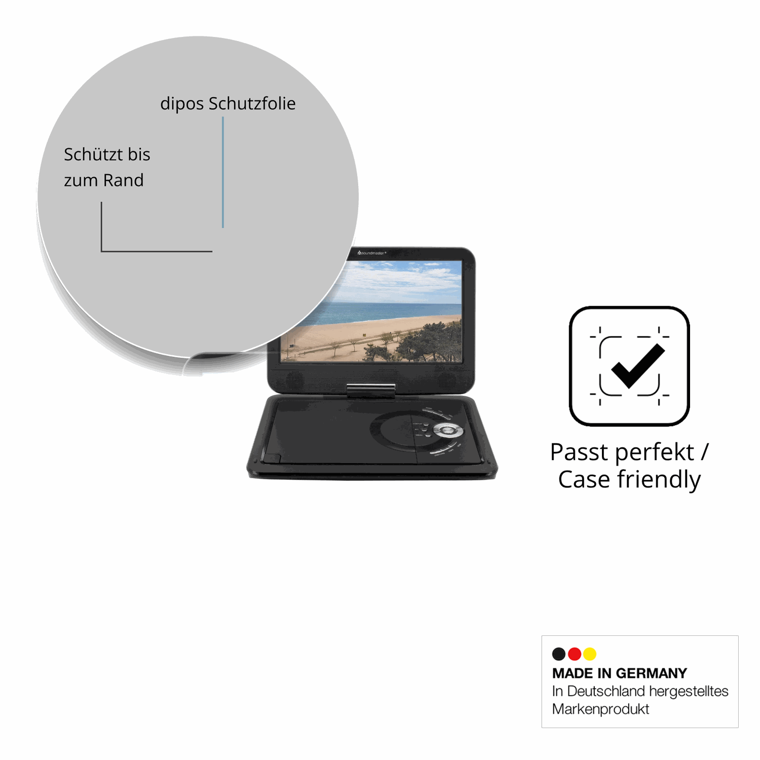 Schutzglasfolie mit optimaler Passform, zur Verwendung mit Hüllen geeignet