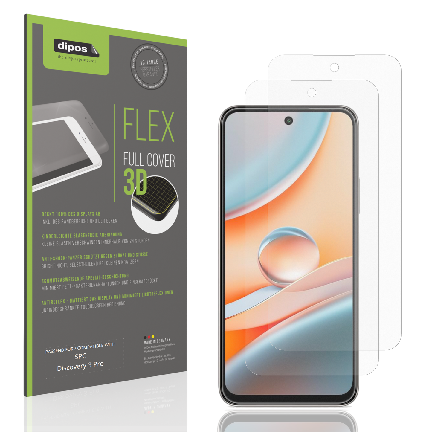 Matte Displayschutzfolie von dipos passend für SPC Discovery 3 Pro, 100% Displayabdeckung und blasenfreie Montage