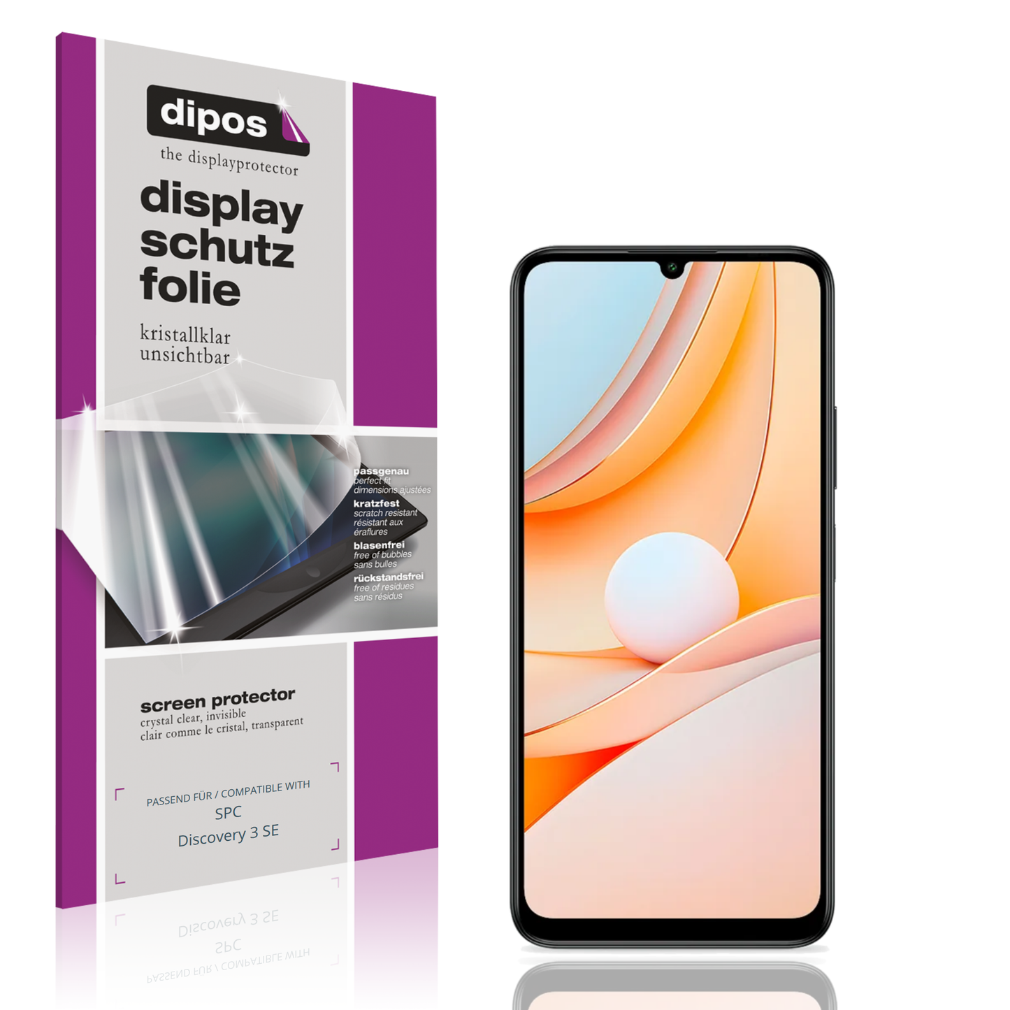 Klare Displayschutzfolie von dipos passend für SPC Discovery 3 SE, präziser Zuschnitt und blasenfrei montiert